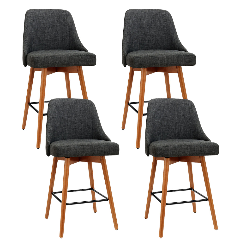 Artiss 4x Bar Stools Swivel Seat Wooden Charcoal - 0