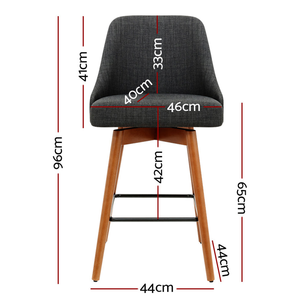 Artiss 4x Bar Stools Swivel Seat Wooden Charcoal