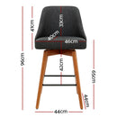 Artiss 4x Bar Stools Swivel Seat Wooden Charcoal-4
