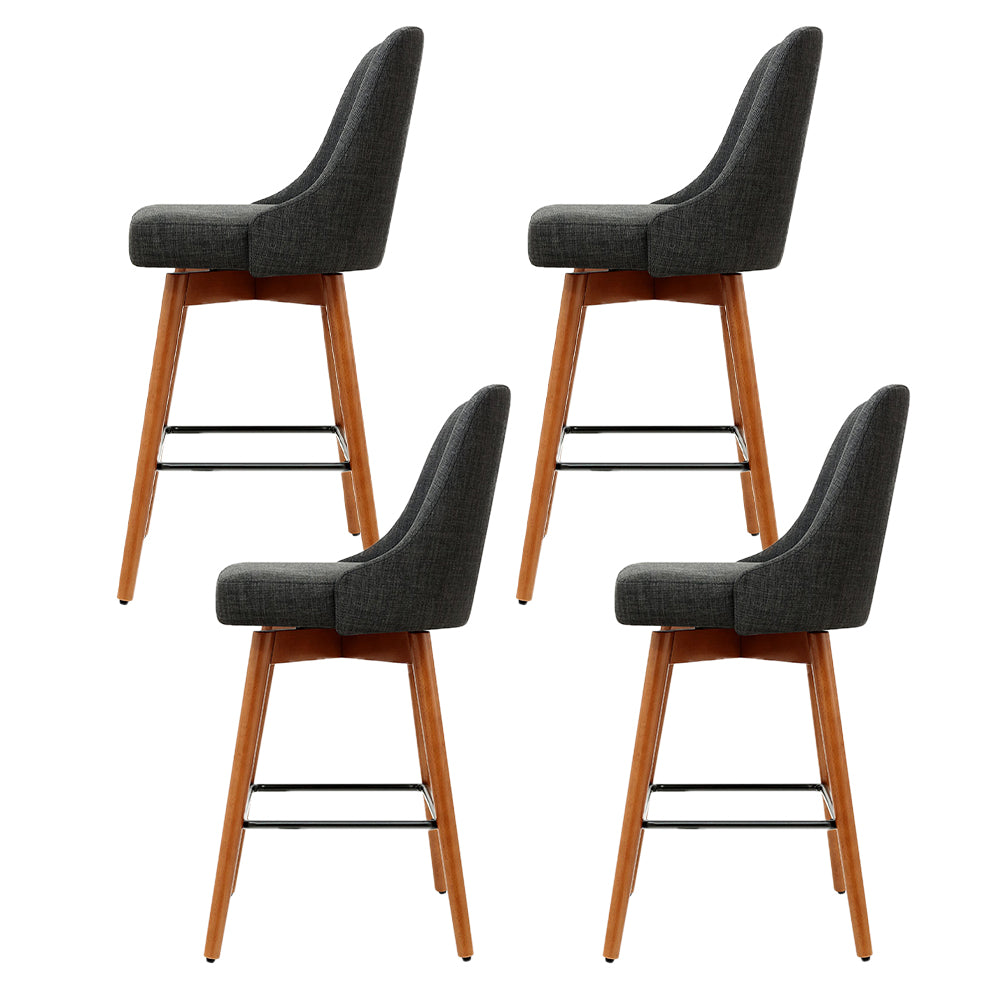 Artiss 4x Bar Stools Swivel Seat Wooden Charcoal