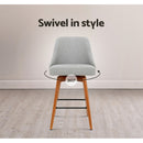 Artiss 2x Bar Stools Swivel Seat Wooden Grey-11
