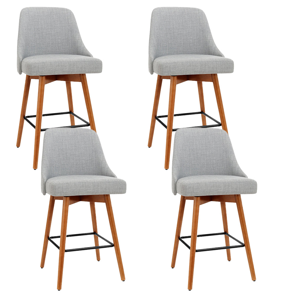 Artiss 4x Bar Stools Swivel Seat Wooden Grey