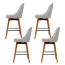 Artiss 4x Bar Stools Swivel Seat Wooden Grey-5