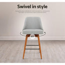 Artiss 4x Bar Stools Swivel Seat Wooden Grey-14