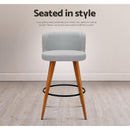 Artiss 4x Bar Stools Linen Padded Wooden Grey-11