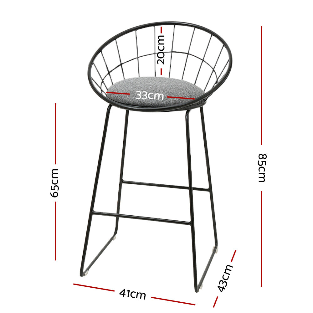 Artiss 2x Bar Stools Padded Seat Metal - 0