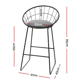 Artiss 2x Bar Stools Padded Seat Metal - 0
