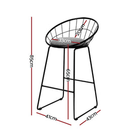 Artiss 4x Bar Stools Padded Seat Metal - 0