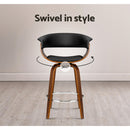 Artiss Bar Stools Swivel PU Seat Wooden-12