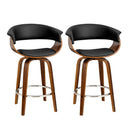 Artiss 2x Bar Stools Swivel PU Seat Wooden-15