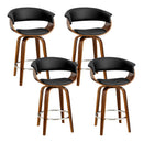 Artiss 4x Bar Stools Swivel PU Seat Wooden-15