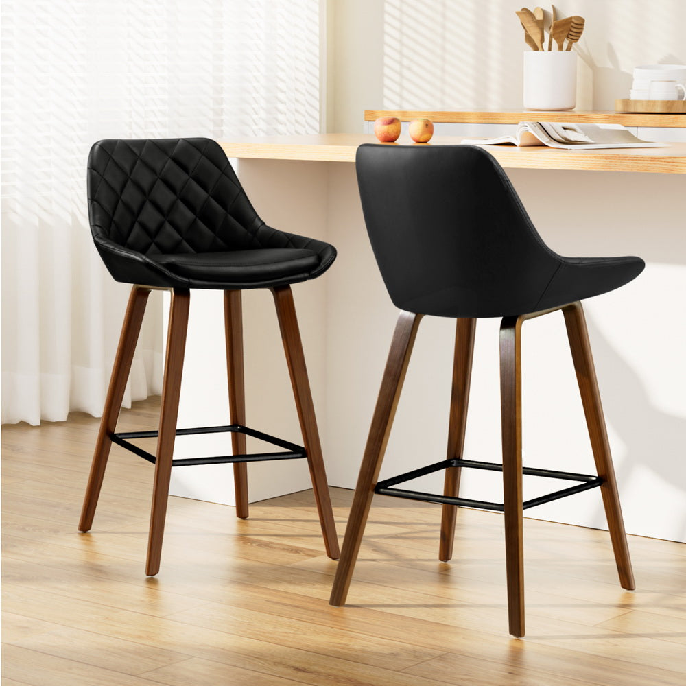 Artiss 2x Bar Stools PU Seat Wooden