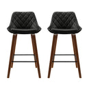 Artiss 2x Bar Stools PU Seat Wooden-6