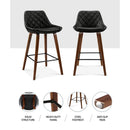 Artiss 2x Bar Stools PU Seat Wooden-10