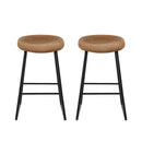 Artiss 2x Bar Stools Kitchen Dining Chairs Counter Stool PU Leather Metal Brown-3