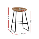 Artiss 4x Bar Stools Kitchen Dining Chairs Counter Stool PU Leather Metal Brown-2