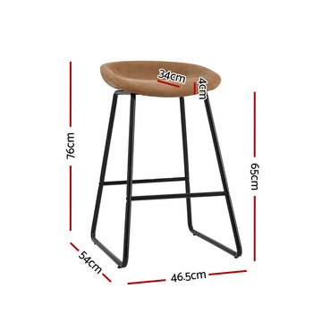 Artiss 4x Bar Stools Kitchen Dining Chairs Counter Stool PU Leather Metal Brown - 0