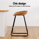 Artiss 4x Bar Stools Kitchen Dining Chairs Counter Stool PU Leather Metal Brown-4