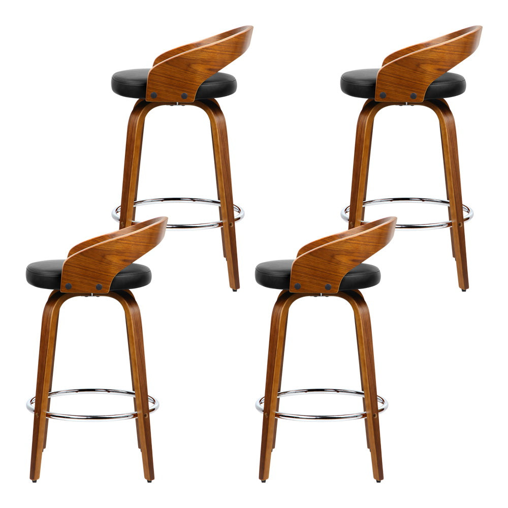 Artiss 4x Bar Stools Swivel Seat Curving Backrest