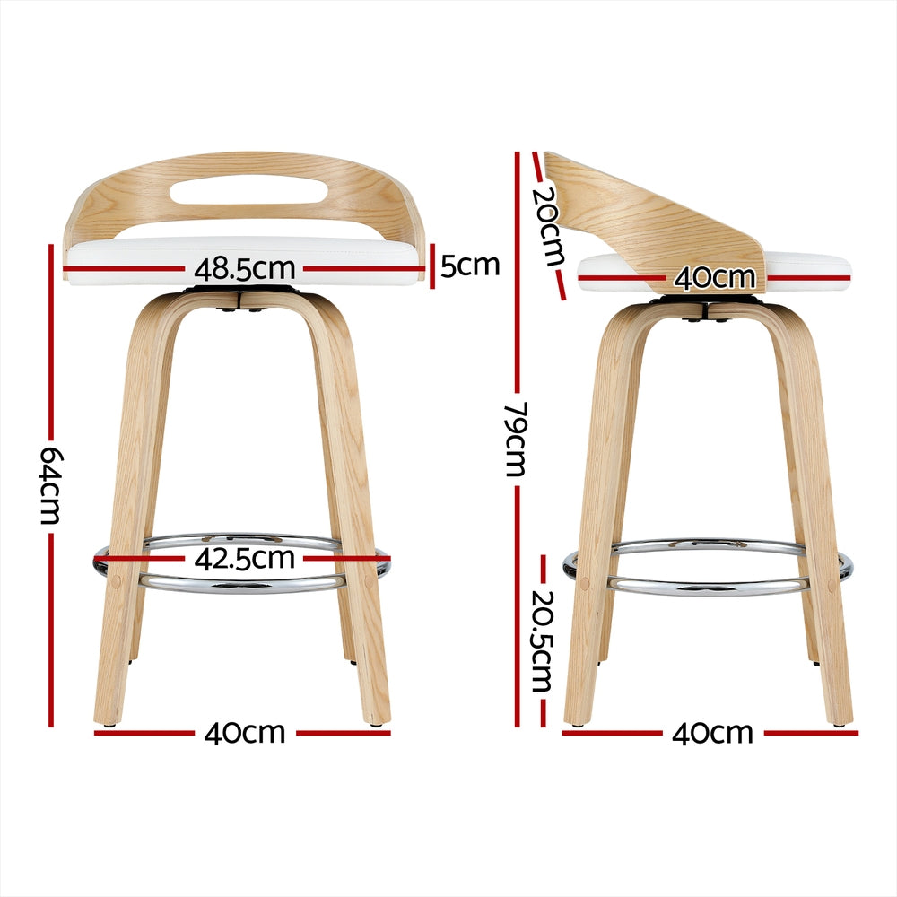 Artiss 2x Bar Stools Swivel Dining Chairs Low Back Counter Seat PU Cushion - 0