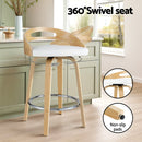 Artiss 2x Bar Stools Swivel Dining Chairs Low Back Counter Seat PU Cushion-7