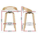 Artiss 4x Bar Stools Swivel Dining Chairs Low Back Counter Seat PU Cushion-2