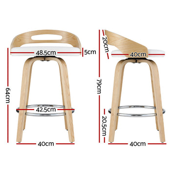 Artiss 4x Bar Stools Swivel Dining Chairs Low Back Counter Seat PU Cushion - 0