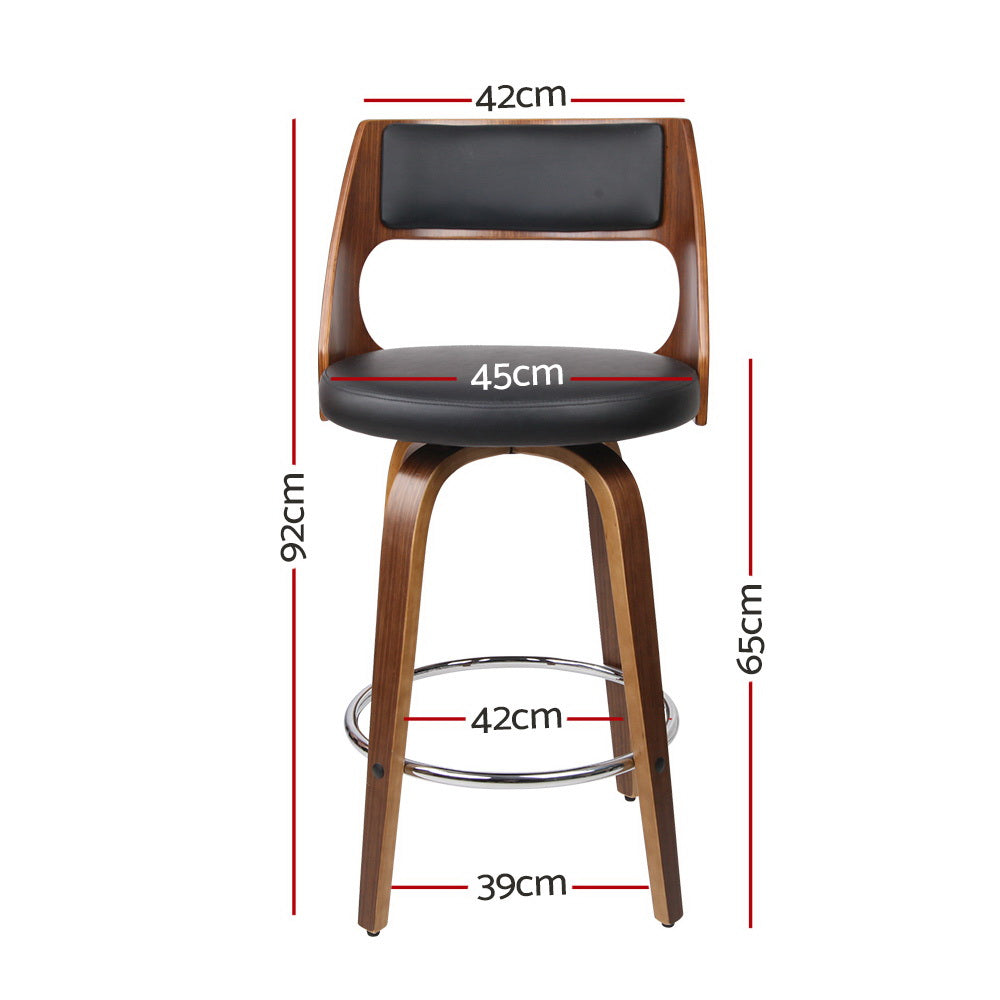 Artiss 2x Bar Stools Swivel Leather Chair 65cm