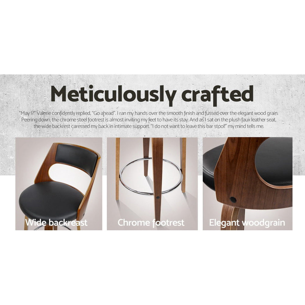 Artiss 2x Bar Stools Swivel Leather Chair 76cm