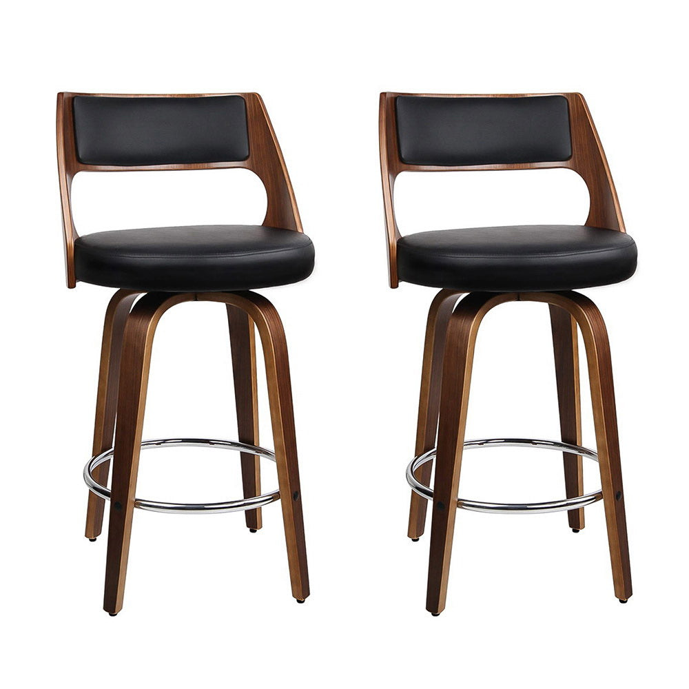 Artiss 2x Bar Stools Swivel Leather Chair 76cm