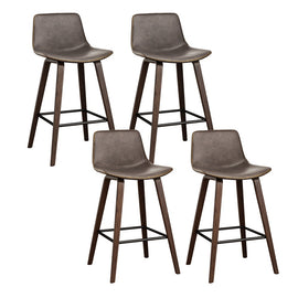 Artiss 4x Bar Stools Vintage Leather Wooden - 0