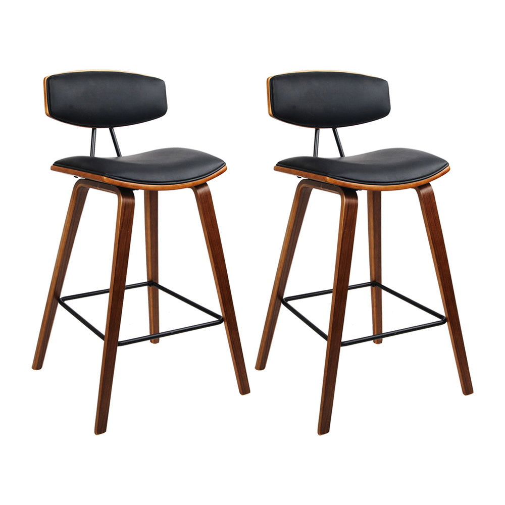 Artiss 2x Bar Stools Leather Padded w/Backrest