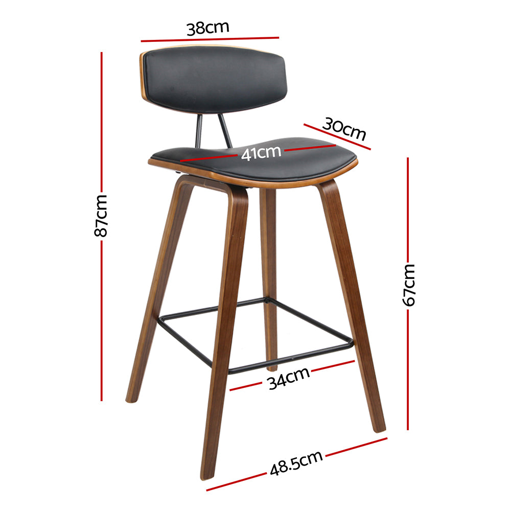 Artiss 2x Bar Stools Leather Padded w/Backrest