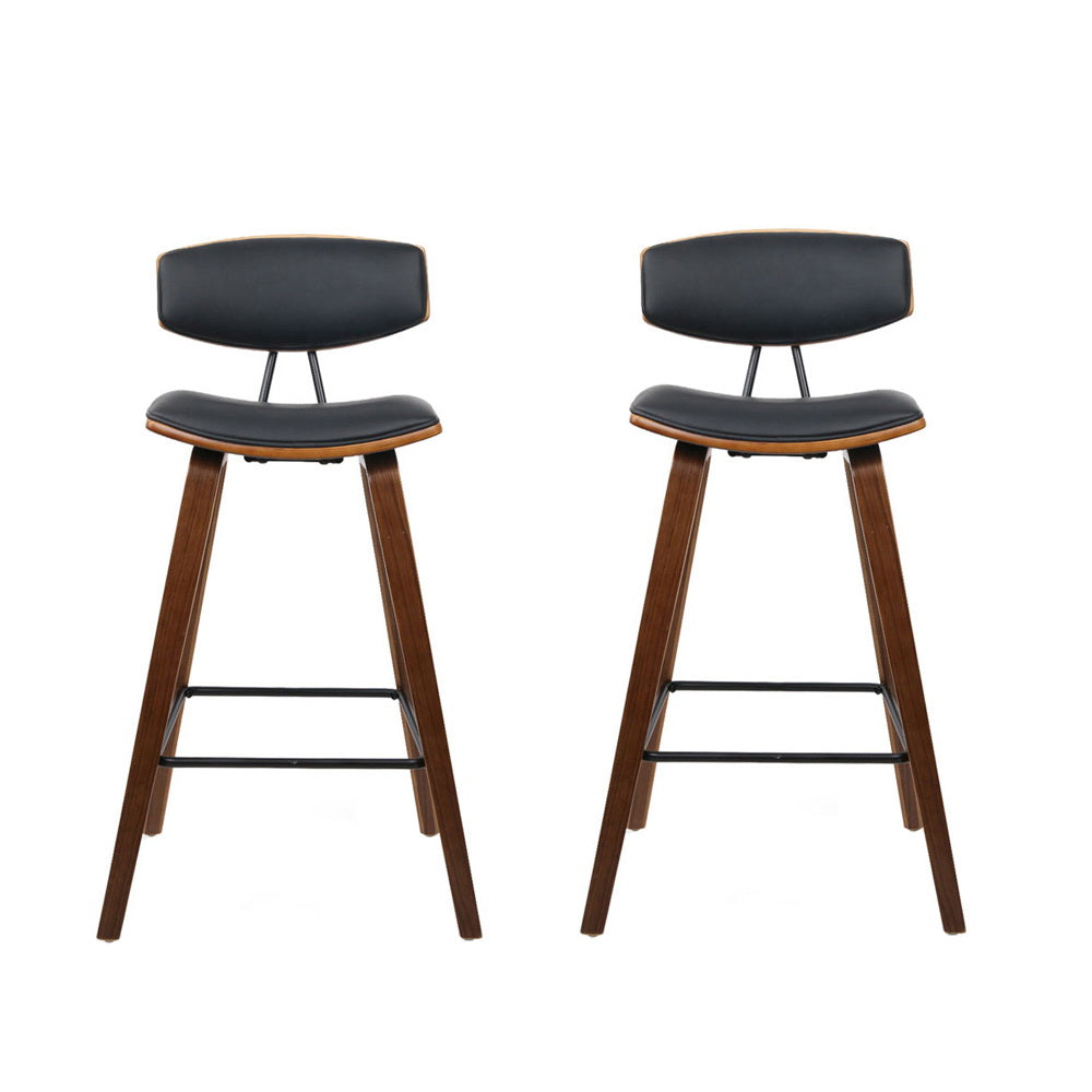 Artiss 2x Bar Stools Leather Padded w/Backrest