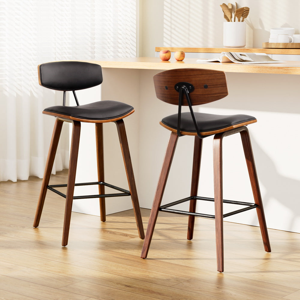 Artiss 2x Bar Stools Leather Padded w/Backrest