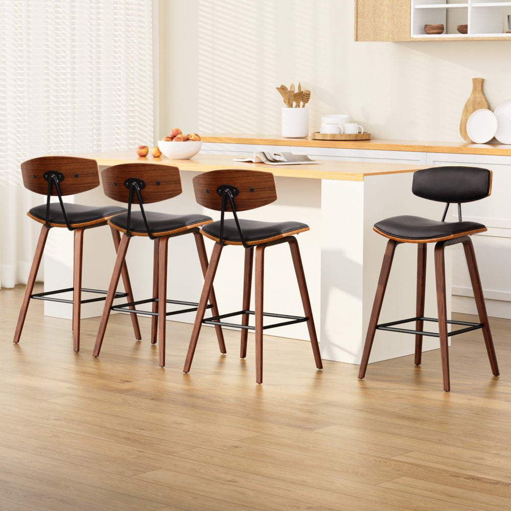 Artiss 4x Bar Stools Leather Padded w/Backrest