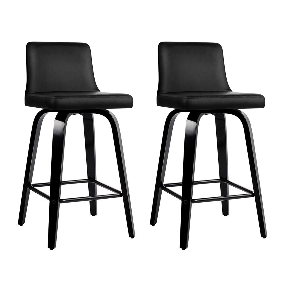 Artiss Bar Stools Kitchen Leather Barstools Swivel Wooden Chairs X2