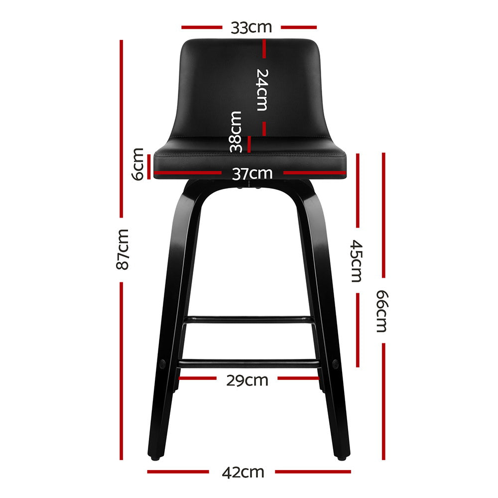 Artiss Bar Stools Kitchen Leather Barstools Swivel Wooden Chairs X2