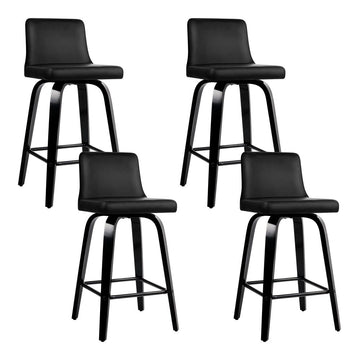 Artiss Bar Stools Kitchen Leather Barstools Swivel Wooden Chairs X4 - 0