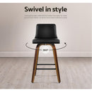 Artiss 2x Bar Stools Swivel Leather Padded Wooden-11