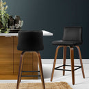 Artiss 2x Bar Stools Swivel Leather Padded Wooden-13