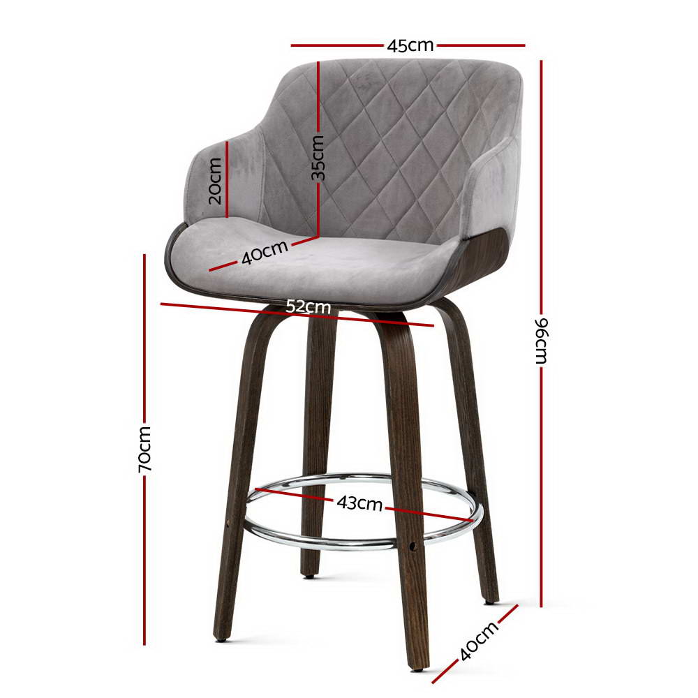 Artiss Bar Stools Swivel Velvet Padded Wooden