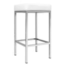 Artiss 2x Bar Stools Leather Padded Metal White-8