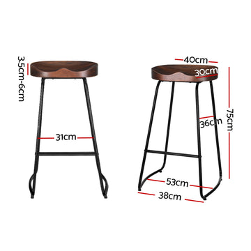 Artiss 4x Bar Stools Tractor Seat 75cm Black - 0