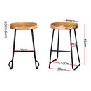 Artiss 2x Bar Stools Tractor Seat 65cm Wooden-4