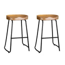 Artiss 2x Bar Stools Tractor Seat 65cm Wooden-15