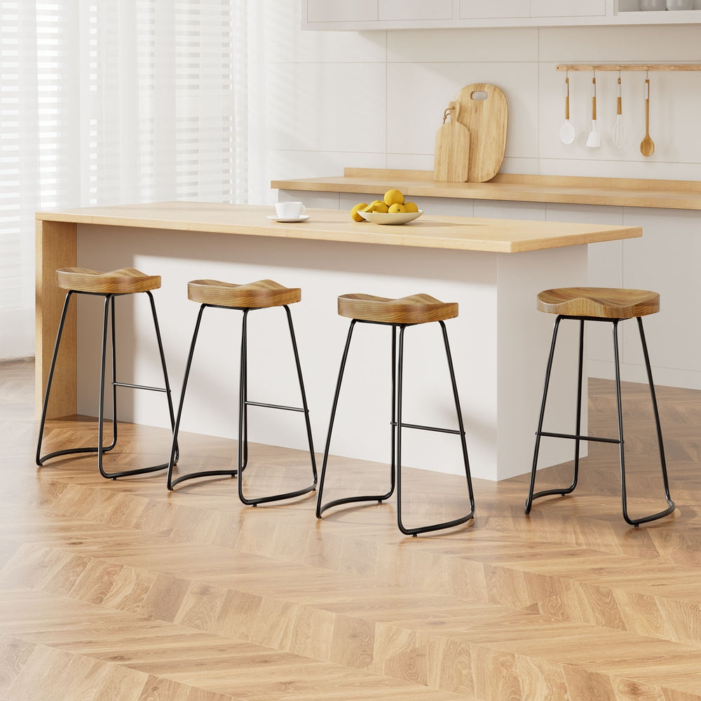 Artiss 4x Bar Stools Tractor Seat 75cm Wooden - 0