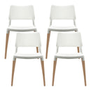 Artiss Dining Chairs Set of 4 Plastic Wooden Stackable White-3