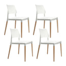 Artiss Dining Chairs Set of 4 Plastic Wooden Stackable White-1