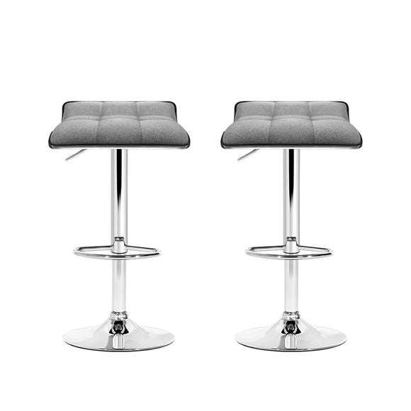 Artiss 2x Bar Stools Linen Padded Gas Lift